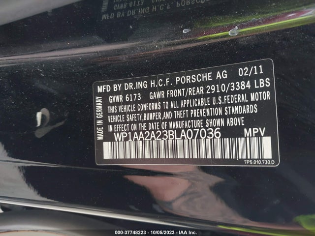 2011 PORSCHE CAYENNE WP1AA2A23BLA07036 Photo 8