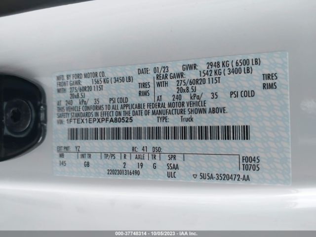 1FTEX1EPXPFA80525 Ford F-150 Xl/xlt