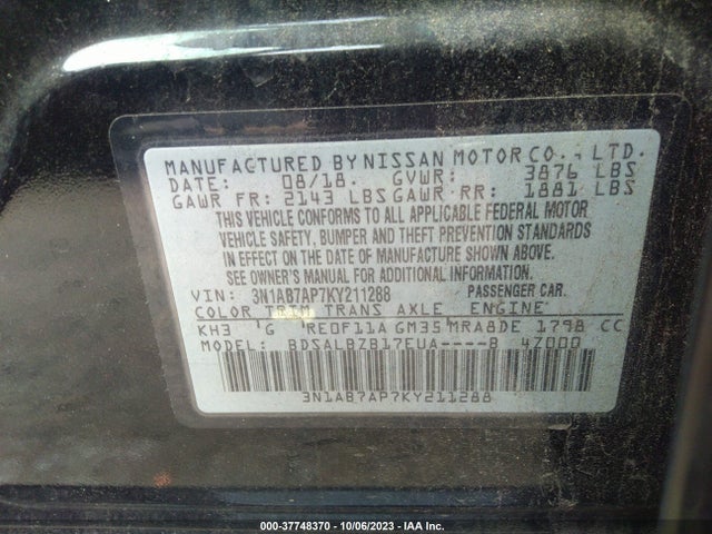 Nissan SENTRA S 2019 3N1AB7AP7KY211288 Image 9