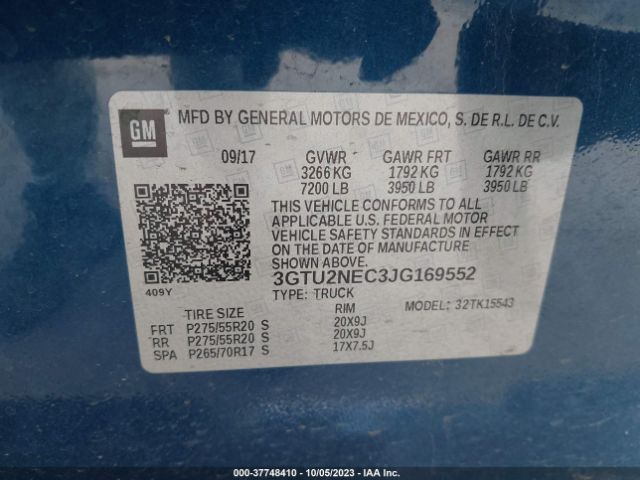 3GTU2NEC3JG169552 GMC Sierra 1500 Slt