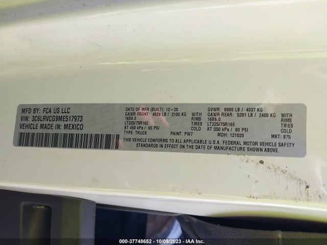 3C6LRVCG9ME517973 RAM Promaster Cargo Van
