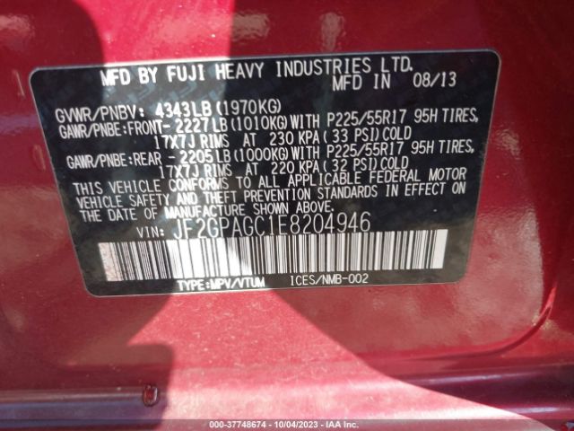 JF2GPAGC1E8204946 Subaru Xv Crosstrek Limited