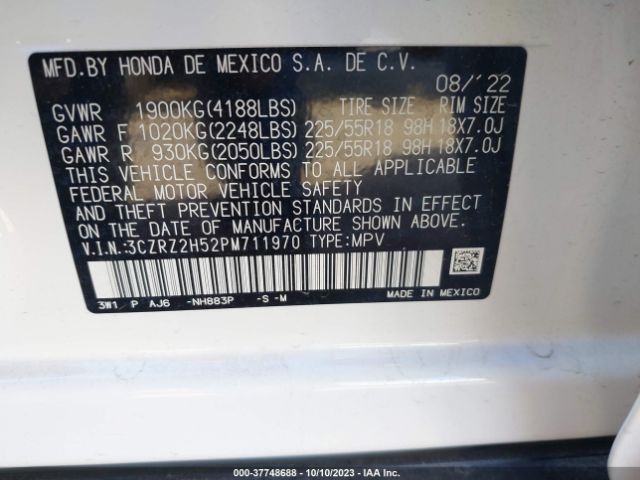 3CZRZ2H52PM711970 Honda HR-V SPORT