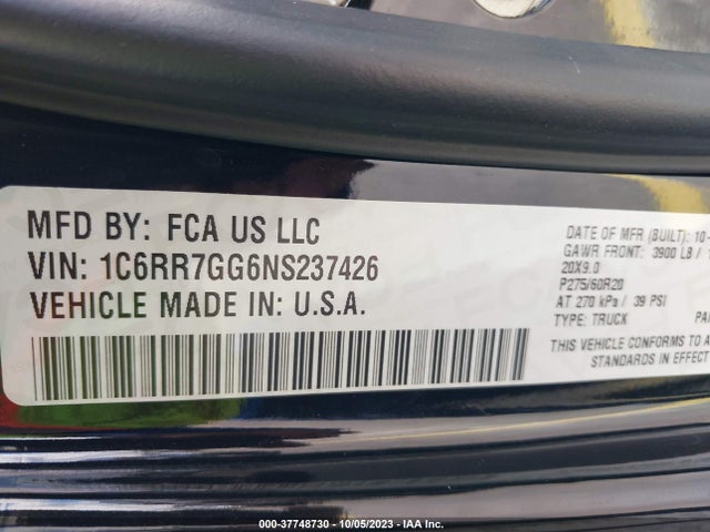 1C6RR7GG6NS237426 RAM 1500 Classic Warlock