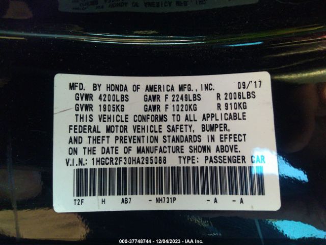 1HGCR2F30HA295088 Honda Accord Sedan Lx