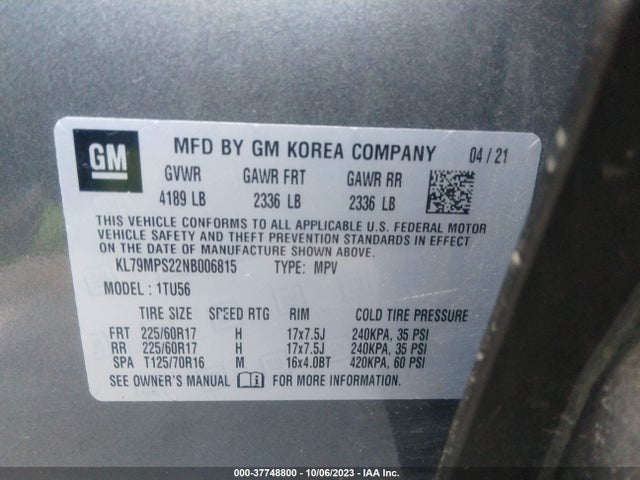 Chevrolet Trailblazer Lt 2022 KL79MPS22NB006815 Image 9