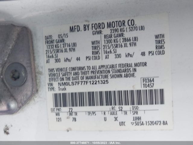 NM0LS7F77F1221325 Ford Transit Connect Xlt