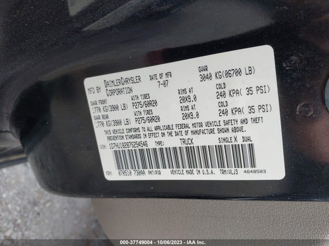 2007 DODGE RAM 1500 1D7HU18287S254546 Photo 8