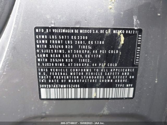 2021 VOLKSWAGEN TIGUAN 3VV2B7AX7MM152496 Photo 8