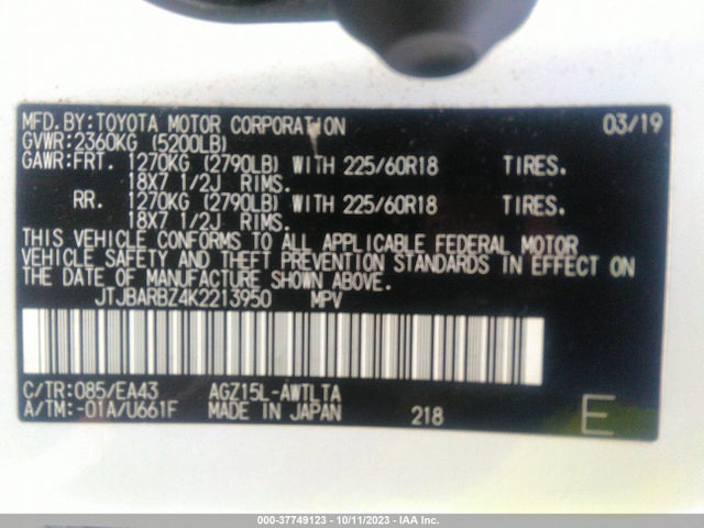 JTJBARBZ4K2213950 Lexus Nx Nx 300