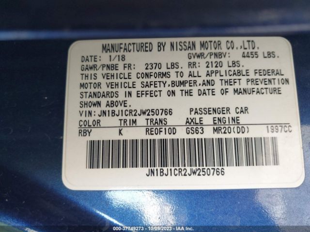 JN1BJ1CR2JW250766 Nissan Rogue Sport Sv