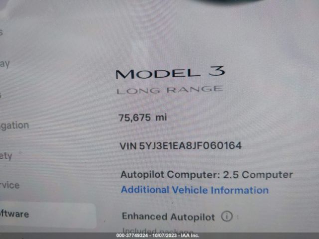 5YJ3E1EA8JF060164 Tesla Model 3 Range Battery