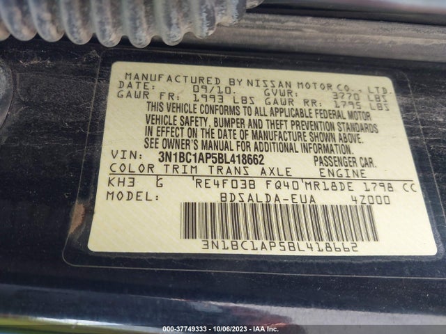 2011 NISSAN VERSA 1.8 S VIN: 3N1BC1AP5BL418662