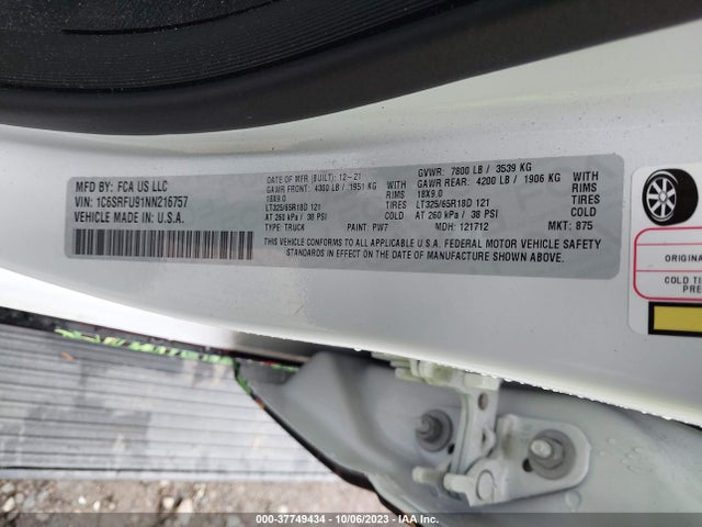 1C6SRFU91NN216757 RAM 1500 Trx