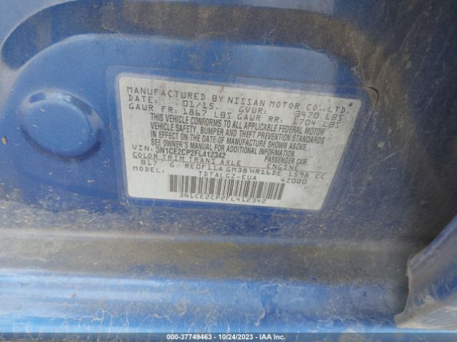 3N1CE2CP2FL412342 Nissan Versa Note S/s Plus/sv/sr/sl