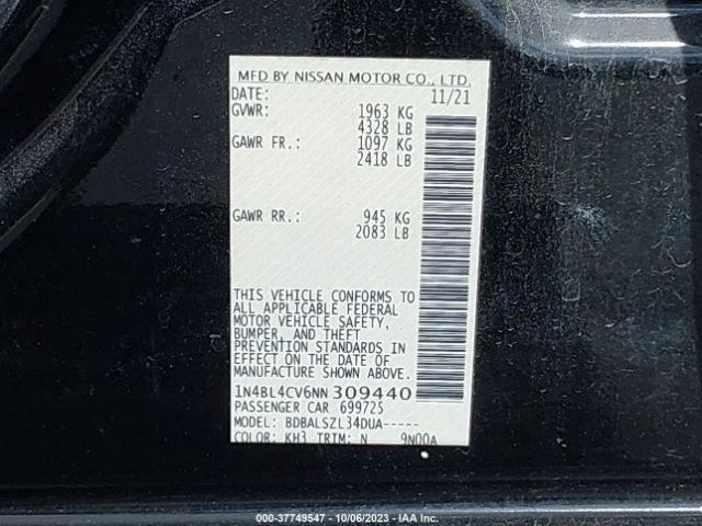 1N4BL4CV6NN309440 Nissan Altima 2.5 Sr