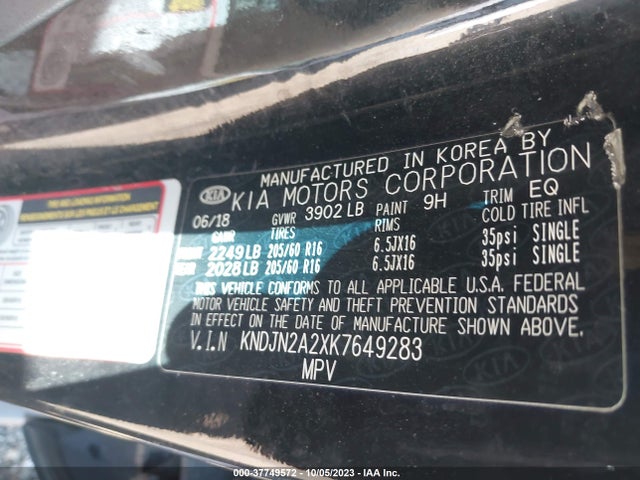 KIA Soul 2019 KNDJN2A2XK7649283 Image 9