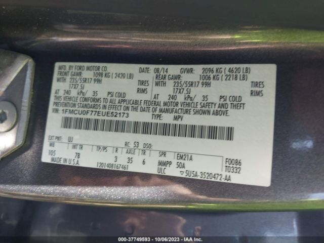 1FMCU0F77EUE52173 Ford ESCAPE S