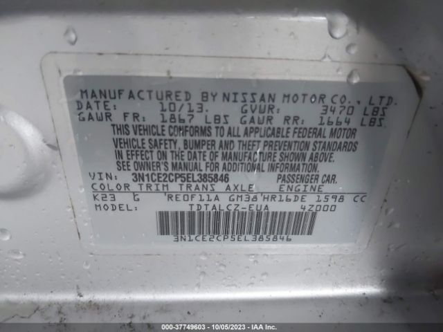 3N1CE2CP5EL385846 Nissan Versa Note S Plus