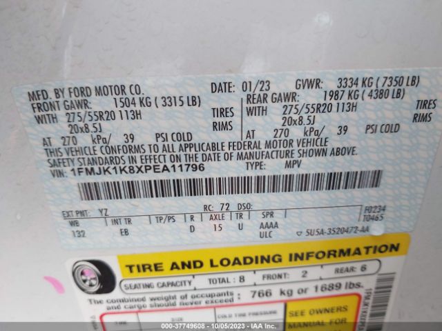 1FMJK1K8XPEA11796 Ford Expedition Max Limited
