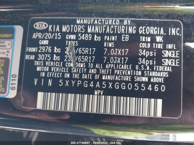 5XYPG4A5XGG055460 KIA SORENTO LX