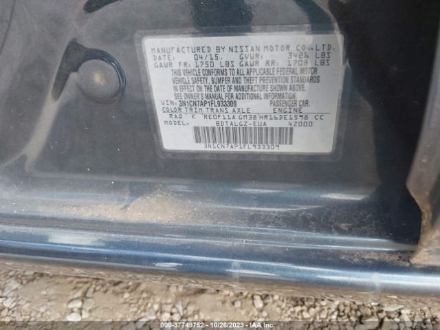 3N1CN7AP1FL933309 Nissan Versa Sl