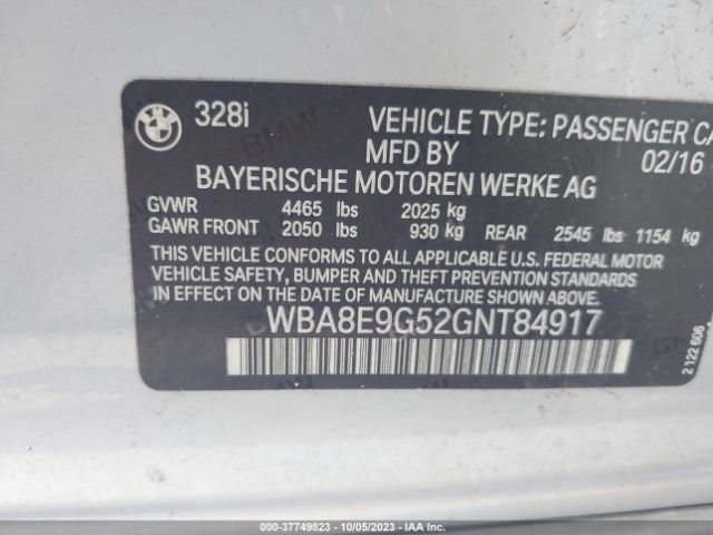 WBA8E9G52GNT84917 BMW 3 Series 328i