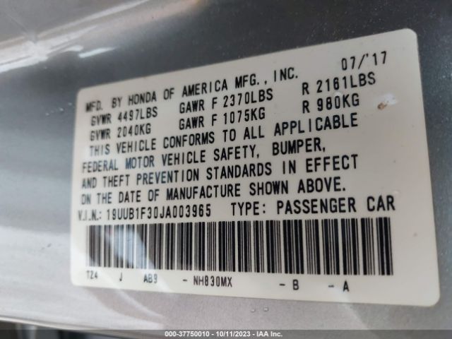 19UUB1F30JA003965 Acura TLX