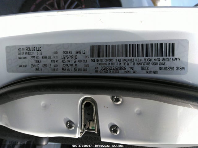 3C6UR5DL6JG218232 RAM 2500 Slt