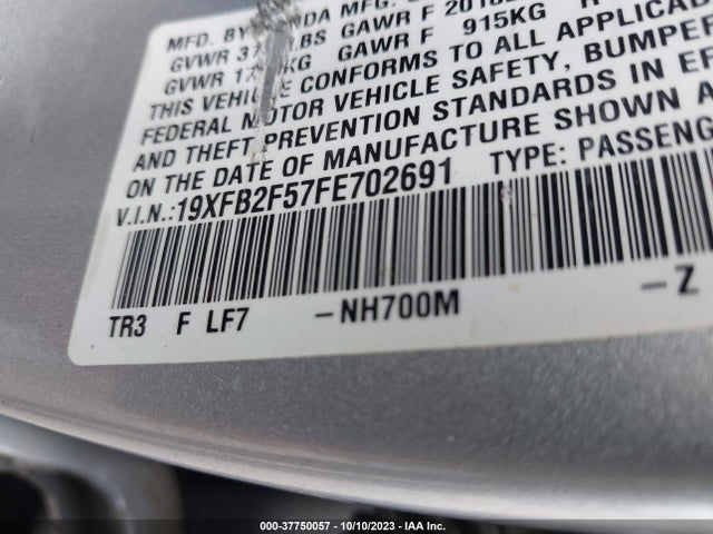 2015 HONDA CIVIC LX VIN: 19XFB2F57FE702691