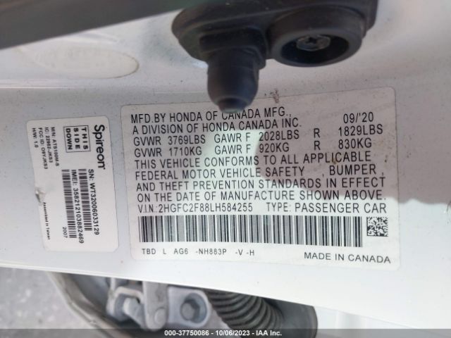 2HGFC2F88LH584255 Honda Civic Sedan Sport