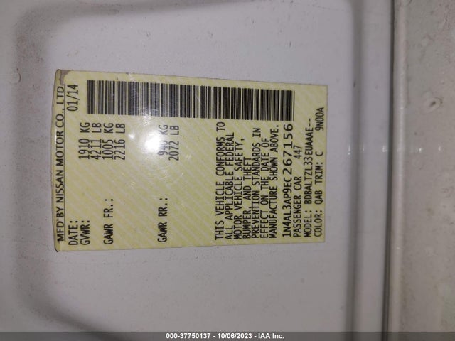 2014 NISSAN ALTIMA 2.5 SV VIN: 1N4AL3AP9EC267156