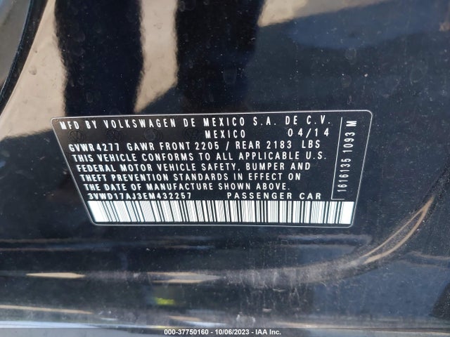 3VWD17AJ3EM432257 Volkswagen Jetta Sedan Se