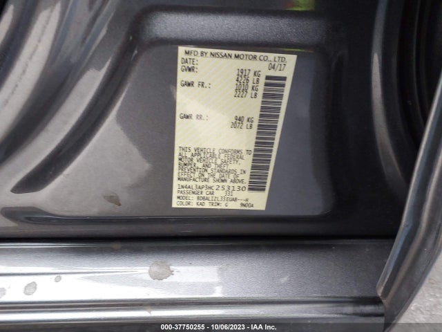 2017 NISSAN ALTIMA 2.5 SV VIN: 1N4AL3AP3HC253130