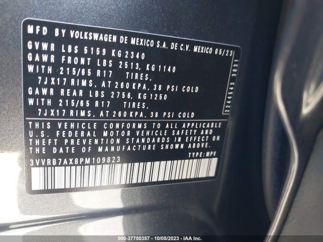 3VVRB7AX8PM109823 Volkswagen TIGUAN S