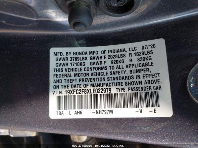 19XFC2F8XLE022979 Honda Civic Sedan Sport