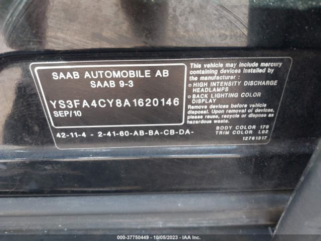 2010 SAAB 9-3 YS3FA4CY8A1620146 Photo 8