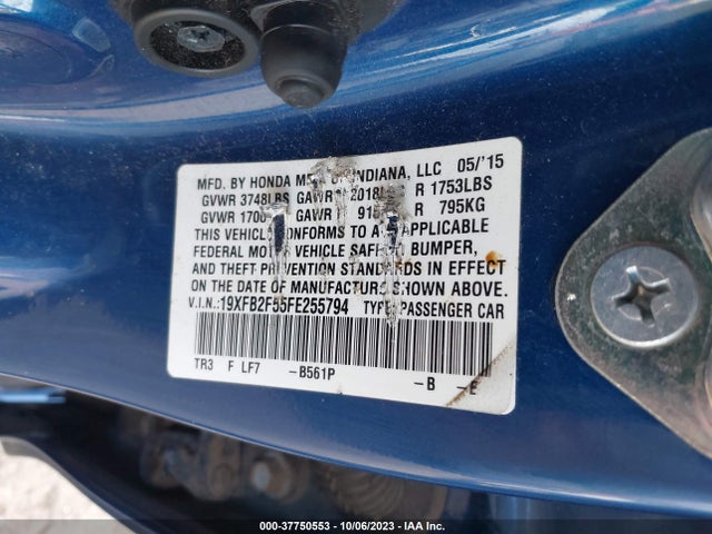 2015 HONDA CIVIC LX VIN: 19XFB2F55FE255794
