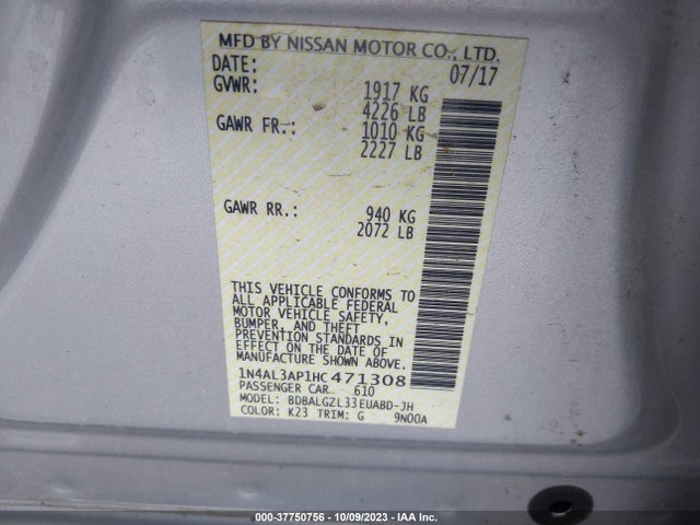 Nissan Altima 2.5 S 2017 1N4AL3AP1HC471308 Image 9