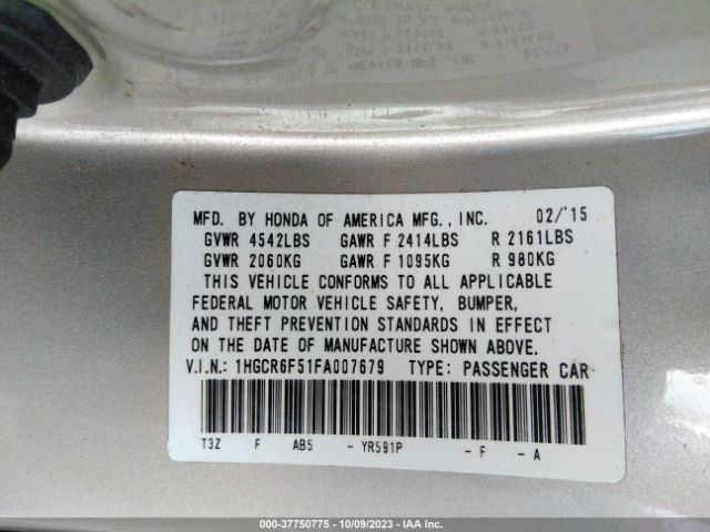 1HGCR6F51FA007679 Honda Accord Hybrid Ex-l