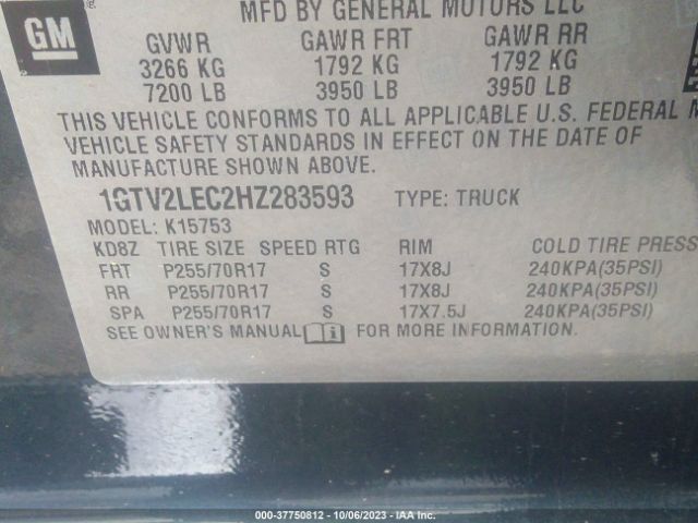 1GTV2LEC2HZ283593 GMC SIERRA 1500