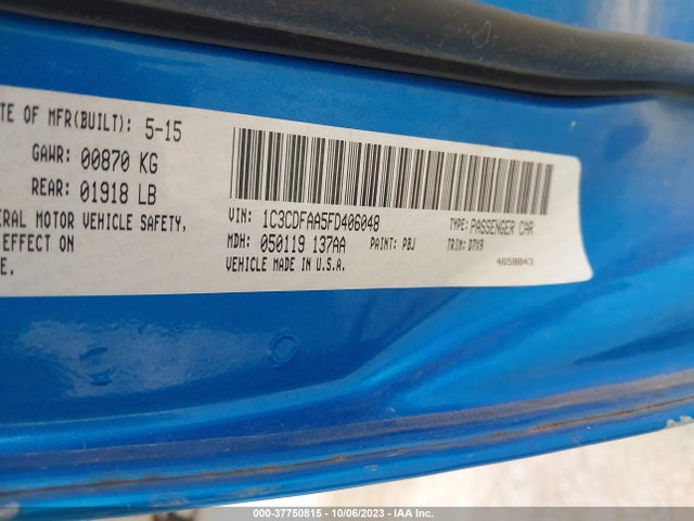 Dodge DART SE 2015 1C3CDFAA5FD406048 Image 9