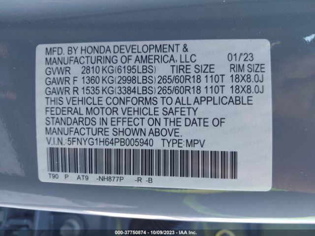5FNYG1H64PB005940 Honda Pilot Trailsport