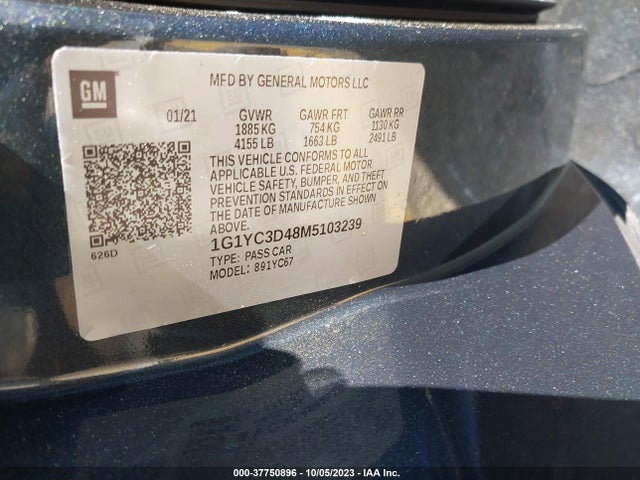 Chevrolet Corvette Stingray Rwd  3lt 2021 1G1YC3D48M5103239 Image 9