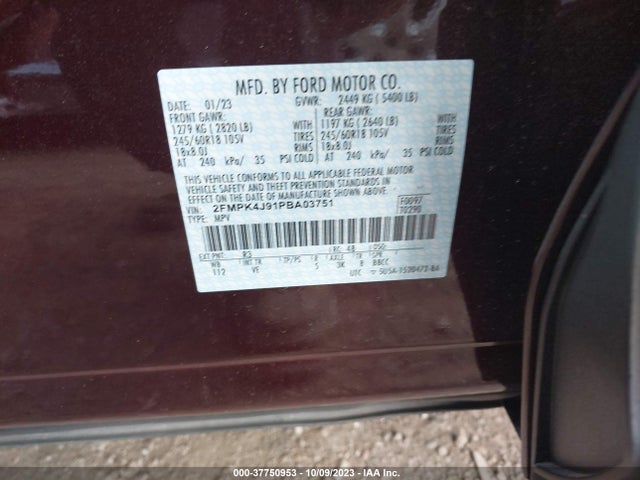 Ford Edge Sel/st-line 2023 2FMPK4J91PBA03751 Image 9