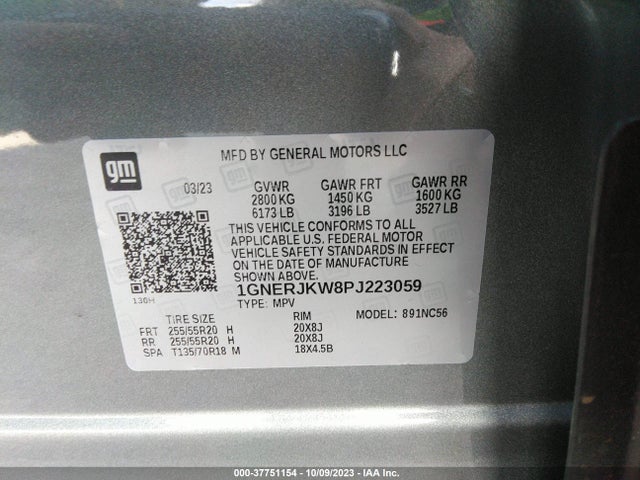 Chevrolet Traverse Rs 2023 1GNERJKW8PJ223059 Image 9