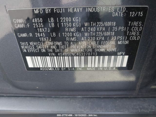4S4BSENC4G3270713 Subaru Outback 3.6r Limited