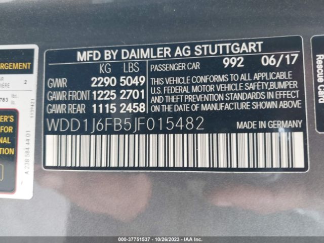 WDD1J6FB5JF015482 Mercedes-Benz E-class E 400