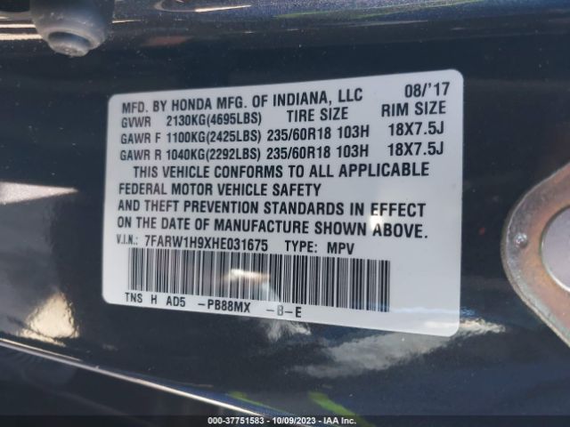 7FARW1H9XHE031675 Honda Cr-v Touring