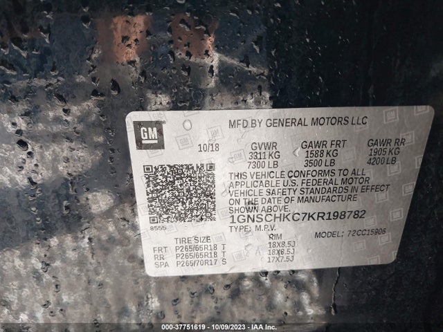 Chevrolet Suburban Lt 2019 1GNSCHKC7KR198782 Image 9
